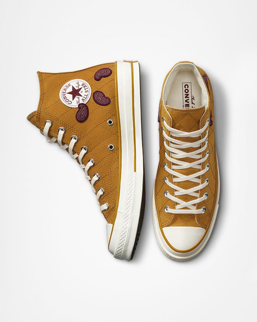 Tenisi Inalti Dama Converse Chuck 70 Crafted Patches Portocalii Visinii Inchis | RO KAXQ13483